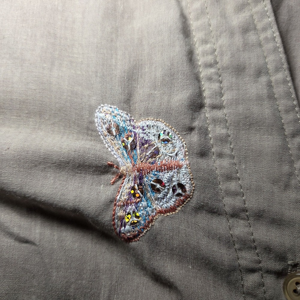 Lemon Grass Studio Butterfly Embroidered Blouse Womens M Boho Cottagecore Nature - Picture 3 of 7